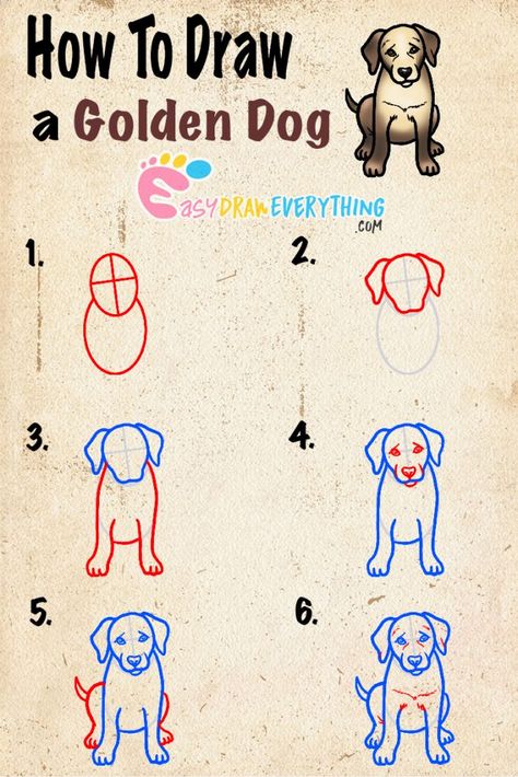 Golden Retriever Drawing Step By Step, Dog Drawing Golden Retriever Easy, How To Draw A Golden Retriever Puppy, Golden Retriever Simple Drawing, Goldendoodle Drawing Easy, Easy Golden Retriever Drawing, How To Draw A Golden Retriever, Draw A Golden Retriever, Golden Retriever Outline