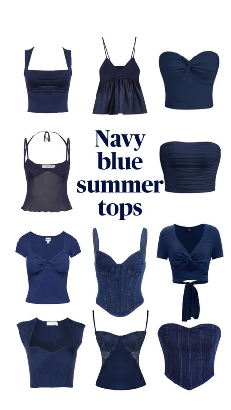 Navy Blue Summer Outfits, Blue Summer Outfits, Blue Summer Top, Trip Outfit, Outfit Inso, Outfit Inspo Summer, Trip Outfits, Navy Blue Top, 2024 Vision