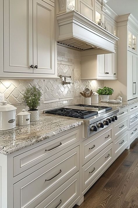 Beautiful Backsplash, Elegant Kitchen Design, Kitchen Cupboard Designs, Dream Kitchens Design, Timeless Kitchen, Kitchen Remodel Design, Farmhouse Kitchen Design, White Kitchen Design, Elegant Kitchens