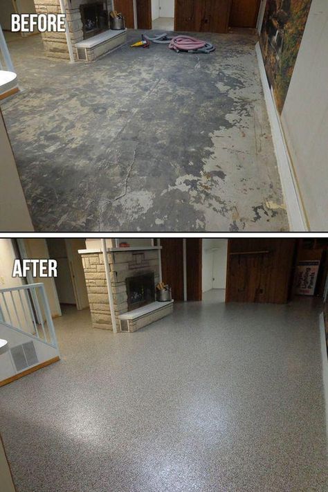 Painting Basement Floors, Concrete Basement Floors, Basement Flooring Options, Quartz Flooring, Basement Inspiration, Basement Laundry, Basement Floor, Diy Basement, Basement Windows