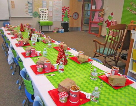 Class Grinchmas Party Classroom Christmas Party Food, Grinch Classroom, Grinchmas Party, Classroom Holiday Party, Classroom Christmas Party, Christmas Classroom Treats, School Christmas Party, Christmas Party Ideas, Class Birthdays