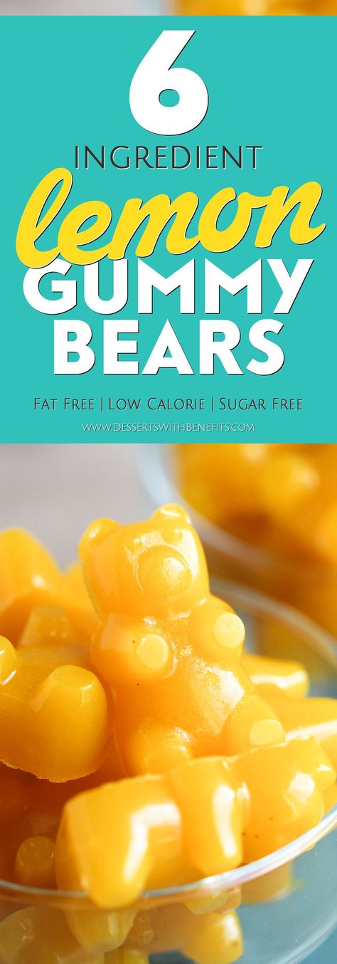 These Healthy Homemade Lemon Gummy Bears taste EVEN BETTER than the storebought version – they’re chewy and gummy, tart and sweet, and totally guilt-free. This easy DIY recipe is made without refined sugar, high fructose corn syrup, and preservatives! -- Healthy Dessert Recipes with sugar free, low calorie, low fat, high protein, gluten free, and dairy free options at the Desserts With Benefits Blog (www.DessertsWithBenefits.com) Lemon Gummies, Fruit Desserts Healthy, Easy Birthday Desserts, Healthy Fruit Desserts, Bear Recipes, Birthday Desserts, Diy Recipe, Dairy Free Options, Sugar Free Desserts