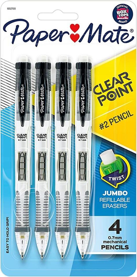 school supplies, back to school shopping, lead pencils Paper Mate Pencils, School Supplies Black, Mechanical Pencils Papermate, Pentel Mechanical Pencils, Best Mechanical Pencil, Middle School Essentials, Mechanical Pen, Drafting Pencil, Clear Paper