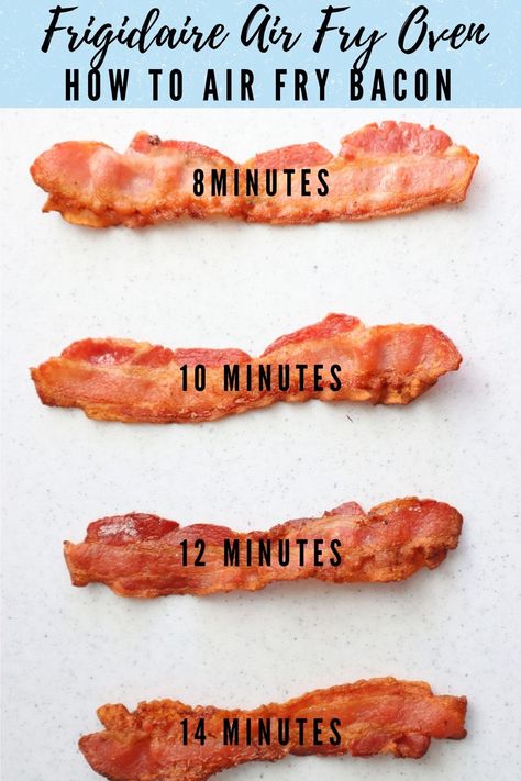 How to air fry bacon in the Frigidaire air fry oven Cooking Bacon In Air Fryer Oven, Air Fry Bacon In Oven, How Long To Cook Bacon In Air Fryer, Air Dry Bacon, Bacon Air Fryer Time, Airfryer Bacon Recipe, Air Frying Bacon, Bacon In Airfryer, How To Air Fry Bacon