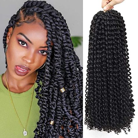 Amazon.com : 6Packs Passion Twist Hair 18Inch Water Wave Crochet Hair Passion Twist Crochet Hair Passion Twist Braiding Hair Extensions (1B) : Beauty Deep Wave Crochet Hair, Passion Hair, Passion Twist Crochet, Water Wave Crochet, Passion Twist Hair, Wave Crochet, Dunner Wordend Haar, Curly Crochet Hair Styles, Crochet Hair Extensions