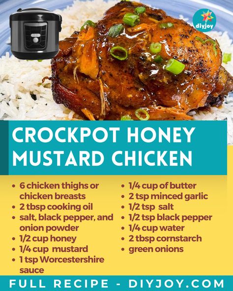 Have a busy week? Here's a super easy slow cooker recipe packed with amazing flavors! Honey Chicken Slow Cooker Recipes, Crock Pot Honey Chicken, Crockpot Mustard Chicken, Honey Mustard Chicken Crockpot, Slow Cooker Honey Mustard Chicken, Crockpot Honey Mustard Chicken, Chicken Honey Mustard, Super Easy Slow Cooker Recipes, Chicken Slow Cooker