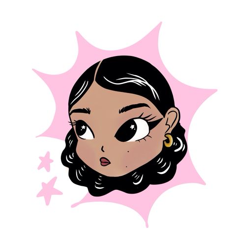 Brown Hair Brown Eyes Pfp Cartoon, Curly Cartoon Hair, Brown Haired Cartoon Characters, Animated Characters Drawings, Curly Hair Profile Picture, Cartoon Profile Pics Curly Hair, Icon Profile Picture Cartoon, Black Animated Characters, Cartoon Curly Hair