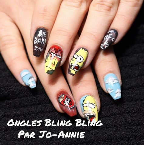 Bart Simpson Nails, Side Show Bob, Simpsons Nails, Nail Therapy, Side Show, The Simpson, Ballerina Nails, Homer Simpson, Stylish Nails