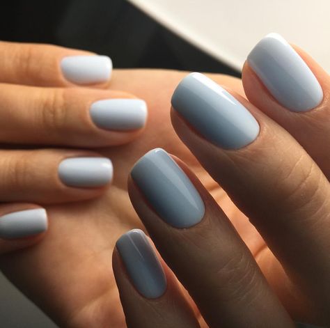 Breathless is a light blue aqua that will remind you of the heavens above! Award Winning Gel Polish! This incredible 100% pure colored gel is created by Akzentz amazing team of chemists to be completely solvent free, long lasting and easily applied! This unique formula provides numerous benefits: Easy Application - The product is not runny so it stays where you apply it. Odor Free - Absolutely NO smell. Does not smell like nail polish, since it is polish free. Flexibility and Strength - Typical Light Blue Squoval Nails, Nails Small Designs, Business Professional Nail Colors, Dark Sky Blue Nails, Whitish Blue Nails, Gel Nails Pale Skin, Light Gray Blue Nails, Light Blue Shellac Nails, Light Colored Nails Gel