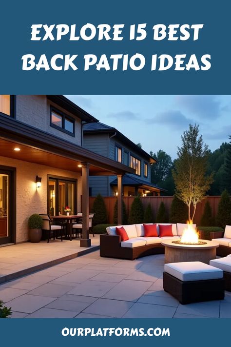 Outdoor patio with modern seating and a fire pit, showcasing stylish design ideas. Back Patio Ideas, Garden Displays, Cozy Seating, Patio Flooring, Water Walls, Back Patio, Outdoor Living Areas, Patio Ideas, Small Gardens