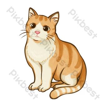 Orange Cat Illustration, Orange Cat Drawing, Drawing Orange, Cat Cartoons, Cat References, Orange And White Cat, Cat Reference, Cat Tattoo Designs, Cat Sketch