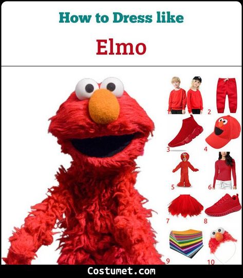 Homemade Elmo Costume, Elmo Costume Diy, Diy Sesame Street Costume, Diy Elmo Costume, Elmo Headband, Sesame Street Costume, Sesame Street Halloween Costumes, Sesame Street Dress, Elmo Costume