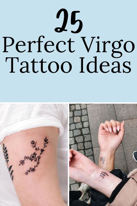 25 Perfect Virgo Tattoo Ideas - TattooGlee Virgo Matching Tattoos, Tiny Virgo Tattoo, Small Virgo Tattoo Ideas, Virgo Tattoo Ideas For Women, Virgo Symbol Tattoo, Unique Virgo Tattoo Ideas, Virgo Inspired Tattoo, Thug Tattoos For Women, Small Zodiac Tattoos