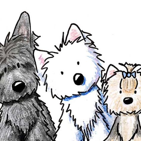 Original Art Westie Scottie Yorkie Wheaten Terrier Dogs by KiniArt, $55.00 Wheaten Terrier Drawing, Westie Drawing, Yorkie Illustration, Terrier Illustration, Westie Christmas, Draw Dogs, Westie Puppies, Drawing Dog, Wheaten Terrier