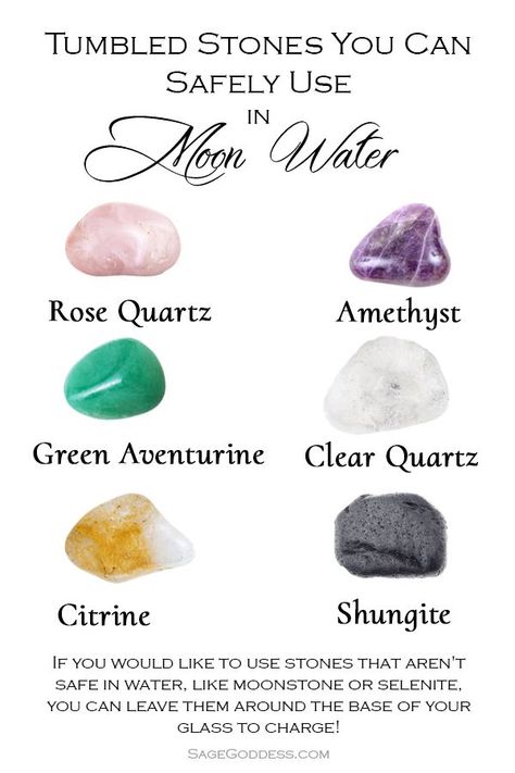 Have you ever used stones to charge your moon water? Use this guide to determine which stones you can safely use to add an intention to and charge your moon water. What Crystals Can Go In Moon Water, Crystals That Are Safe In Water, Essential Oils For Moon Water, What Herbs To Add To Moon Water, Crystals For Moon Water, Crystals Water Safe, Moon Water Crystals, New Moon Crystal Cleanse, Crystals And Water