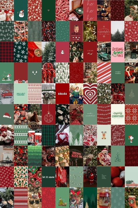 Christmas Wall Collage, Pictures Room Decor, Xmas Aesthetic, Christmas Widgets, Joy Decorations, Picture Room Decor, Aesthetic Prints, Collage Mural, Wall Collage Kit