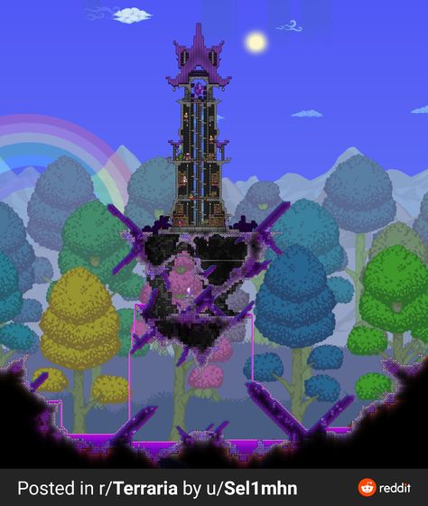 Wizard Tower, Terraria House Ideas, Terraria House Design, Terraria House, The Hallow, Nothing Is Impossible, Terraria, Adventure Game, Alien Logo