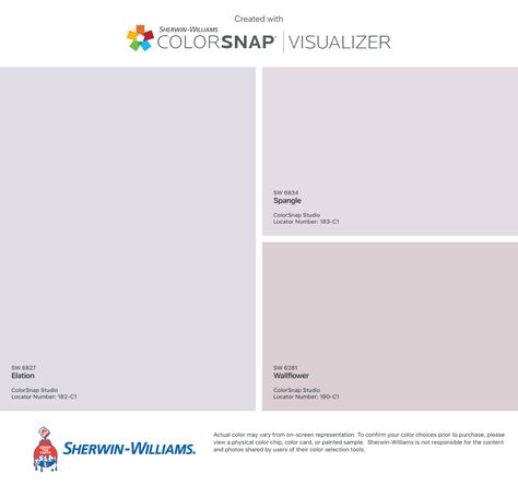 Best Light Purple Paint Color Sherwin Williams, Sherwin Williams Violet Paint Colors, Pastel Purple Paint Colors, Sherwin Williams Spangle, Sherwin Williams Lilac Paint Colors, Pale Purple Paint Colors, Sherwin Williams Lavender Paint Colors, Lilac Accent Wall, Lilac Wall Color