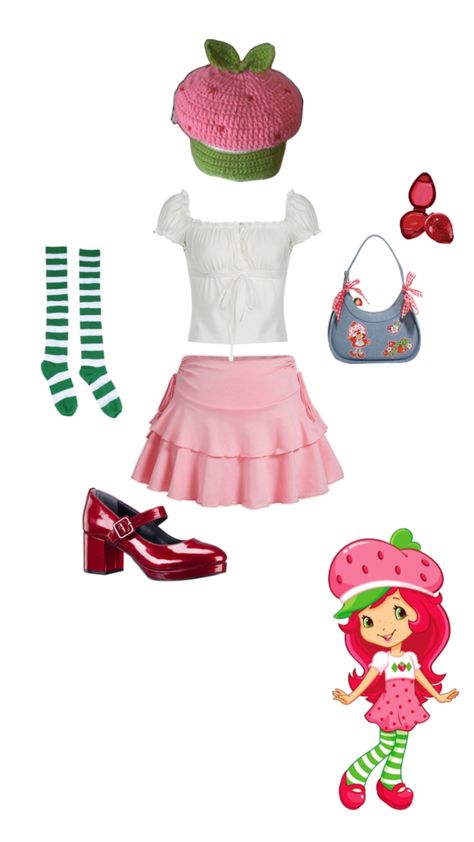 Strawberry Shortcake Halloween Costume, Strawberry Shortcake Outfits, Strawberry Shortcake Costume, Cute Group Halloween Costumes, Strawberry Shortcake Characters, Strawberry Shortcake Party, Duo Costumes, Pretty Halloween Costumes, Couples Halloween Outfits