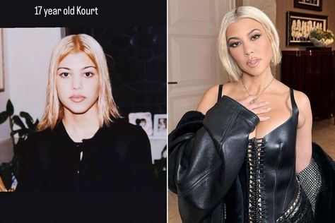 Kourtney Kardashian Channels Her High School Style with Blond Bob: 'Bored During Finals' Short Hair Kourtney Kardashian, Kourtney Hairstyles, Kourtney Kardashian Hair 2022, Kourtney Kardashian Blonde Bob, High School Style, Kourtney Kardashian Hair, Blonde Transformation, Blond Bob, Black Leather Corset