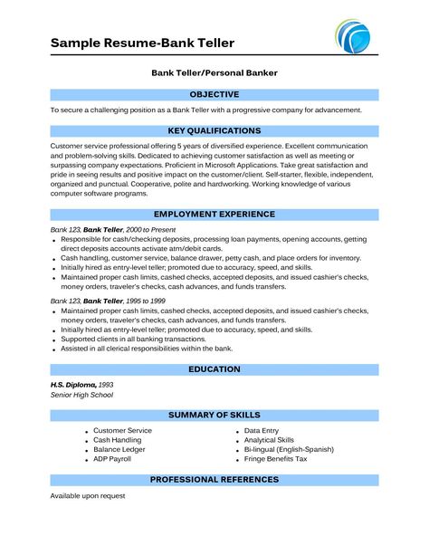 Bank Teller: Provide excellent customer service while handling cash and check transactions, opening & closing accounts, and providing financial advice. A career in banking offers a variety of opportunities for growth and Bank Teller Resume, Retail Resume, Accountant Resume, Resume No Experience, Resume Objective Examples, Education Resume, Bank Teller, Good Resume Examples, Online Resume