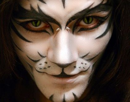 Male cat face White Tiger Makeup, Tiger Makeup, Tiger Halloween, Maquillage Halloween Simple, Fantasy Make-up, Infant Halloween, Nail Art For Kids, Halloween Makeup Diy, Fashion Halloween