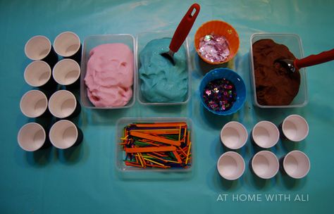 Ice cream shop Playdough Eyfs, Dramatic Play Preschool, Sensory Ideas, Playdough Activities, Ice Cream Theme, Dramatic Play Centers, Playdough Recipe, 2nd Birthday Party, Beach Themed Party