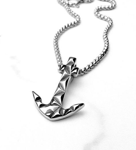 Anchor Necklace Men, Compass Necklace Silver, Anchor Pendant, Compass Pendant, Anchor Necklace, Box Chain Necklace, Compass Necklace, Jewelry Care Instructions, Medallion Necklace