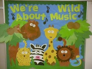 We're Wild About Music Animals Bulletin board Zoo Bulletin Board, Animals Bulletin Board, Music Bulletin Board, Kids Bulletin Boards, Music Bulletin Boards, Cute Bulletin Boards, Color Posters, Preschool Bulletin, Fun Animals