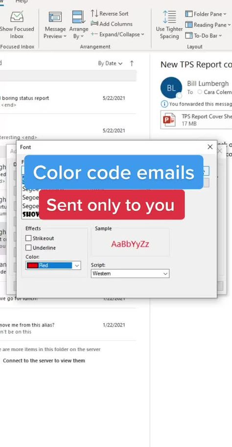 Avoid all direct mails from Bill Limbergh 😒 #outlook #officetips #techtips #edutok #Microsoft #email #hack #tutorial Outlook Email Hacks, Outlook Calendar Organization, Microsoft Outlook Tips, Outlook Hacks, Outlook Mail, Email Hack, Work Hack, Free Powerpoint Presentations, Microsoft Excel Tutorial