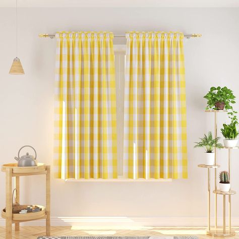 Curtain Panels Living Room, Drapes Bedroom, Buffalo Check Curtains, Plaid Kitchen, Check Curtains, Window Curtains Living Room, Long Living Room, Living Room Drapes, Cute Curtains