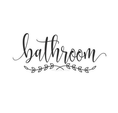 Diy Bathroom Door, Bathroom Vinyl Decals, Bathroom Door Sign, Gorgeous Calligraphy, Farmhouse Font, Bath Sign, Bath Door, Bathroom Vinyl, Bathroom Decals