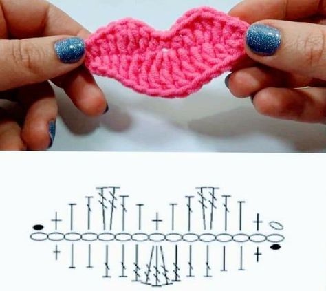 Lips Tutorial, Crochet Eyes, Crochet Faces, Crochet Motif Patterns, Crochet Hair Accessories, Haken Baby, Crochet Decoration, Tutorial Crochet, Crochet Flower Tutorial