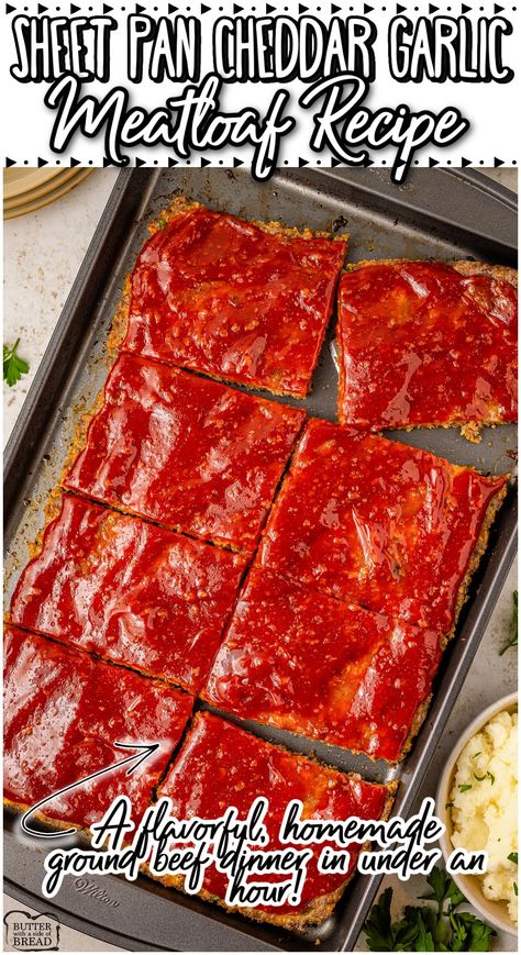 Sheet Pan Meatloaf is a comforting, satisfying meal that is perfect for weeknight dinners or serving a crowd! This easy meatloaf recipe takes the traditional meatloaf and updates it by making it in a sheet pan, which not only speeds up the cooking time but also makes it easier to serve. Salads For Potlucks, Strawberry Jello Cheesecake, Sheet Pan Meatloaf, Cold Chicken Pasta Salad, Pan Meatloaf, Easy To Make Pasta, The Best Pasta Salad, Meatloaf Topping, Easy Meatloaf Recipe