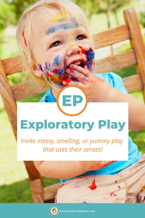 Exploratory play is one of the earliest forms of play. Essential to your toddler's development, the benefits of exploratory play are plentiful. Learn more about how to support and facilitate more exploratory play for toddlers. Discover exploratory play activities that invite messy, yummy, and smelly exploration. Let's have some fun! Blocks For Toddlers, Development Milestones, Sensory Exploration, Creative Table, Types Of Play, Social Emotional Development, Daycare Ideas, Play School, Toddler Development