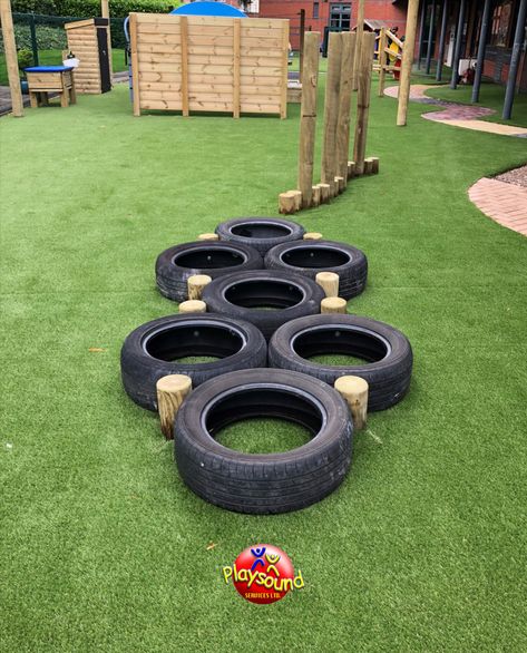 Tyre Playground Ideas, Tyres Playground, Tyre Sandpit, Tyre Playground, Kids Outdoor Spaces, Tire Playground, Timber Joinery, Toddler Playground, Playground Surface