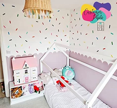 Sprinkle Room Decor, Sprinkle Wall Decals, Sprinkles Bedroom, Sprinkle Bedroom, Wall Sprinkles, Sprinkle Wall, Donuts Stickers, Girls Rainbow Bedroom, Confetti Wall