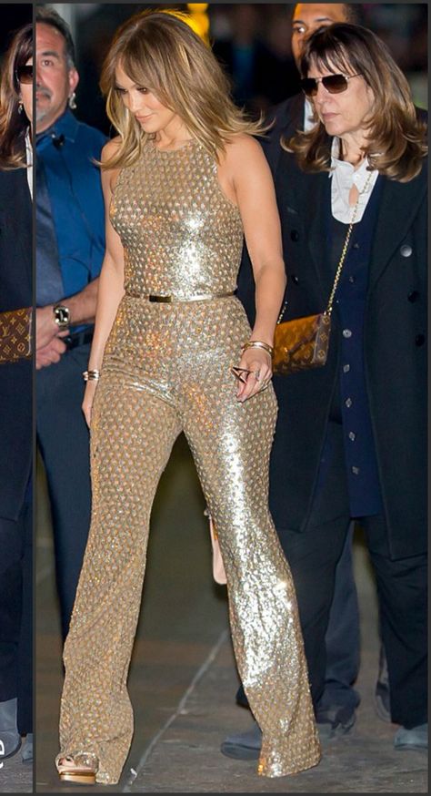 Jlo Gold Jumpsuit Outfit, Jlo Fashion, Gold Jumpsuit, 70s Inspired Fashion, Jumpsuit Outfit, Summer Styles, Classic Chic, 70s Inspired, One Piece Suit