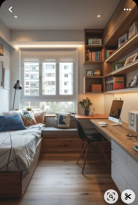 Clever Office Space, Study Desk Decor Ideas, Small Bedroom With Desk, Small Study Room Ideas, Kids Study Spaces, Study Room Small, Desk Decor Ideas, Compact Desk, Small Bedroom Interior