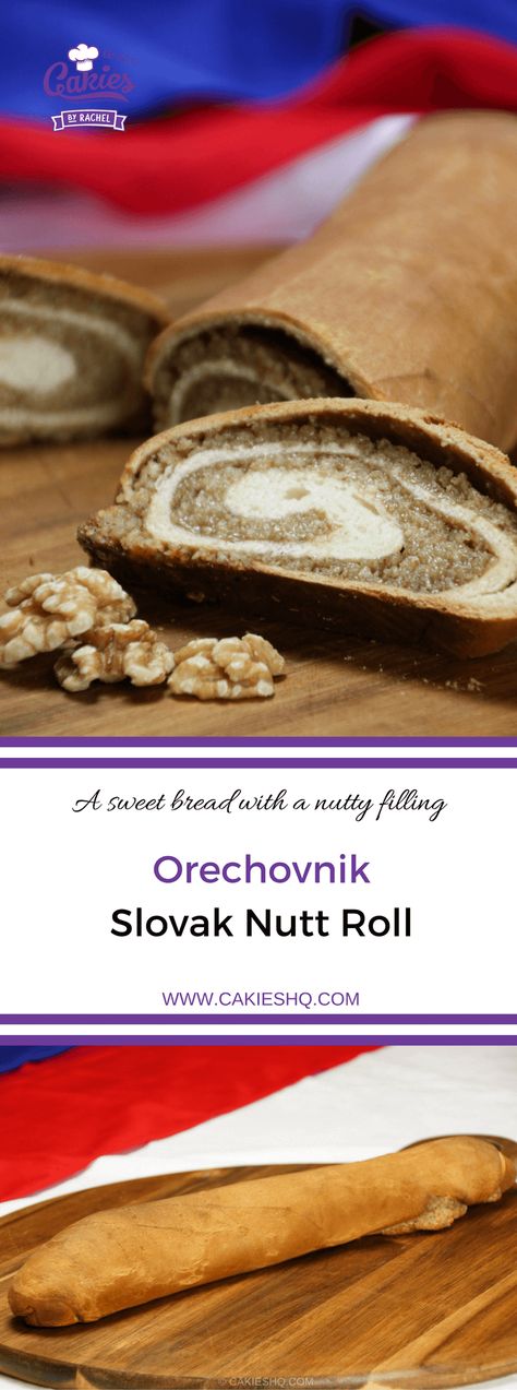 Orechovnik is a Slovak nut roll. A delicious sweet bread with a nutty filling. A favorite in many Eastern European countries. #nutroll #recipe #sweetbread Povitica Recipe, Nut Roll Recipe, Nut Roll, Slovak Recipes, Nut Rolls, Czech Recipes, Sweet Bread, Polish Recipes, Eastern European