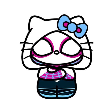 Hello Kitty As Spiderman, Spider Hello Kitty, Hello Kitty Dressed As Spiderman, Spider Man And Hello Kitty Drawing, Hello Kitty X Spiderman Drawing, Kitty Spiderman, Hello Kitty Gwen Stacy, Spiderman And Hello Kitty Drawing, Spider Kitty