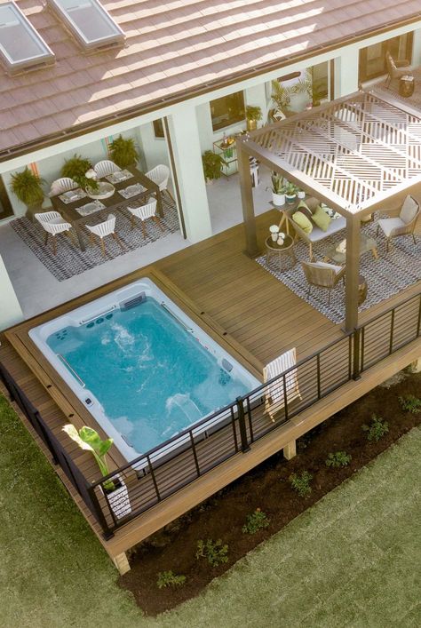 hgtv smart home 2021 in naples, fl Dip Pool, Swim Spa Deck, Deck Pictures, Swimming Pool Decks, Above Ground Pool Decks, Above Ground Swimming Pools, Swim Spa, Plunge Pool, Pool Decks