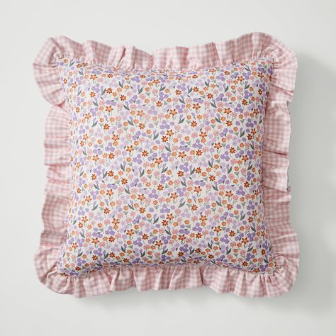 * 100% Cotton cover * Pretty floral and gingham design * Ruffle Edge detailing * Machine Washable * Coordinating items available Elevate the charm of your living space with our delightful Elsie cushion, crafted from 100% cotton for a soft and cosy feel. Featuring a charming gingham face and adorned with a floral print ruffle edge, this cushion adds a shabby-chic charm to any room. Its reversible design allows for versatile styling options, while the zip opening makes it easy to remove the polyes Aesthetic Cushion Covers, Pillow Case Ideas, Real Apartment, Shabby Chic Diy Projects, Cushion Ideas, Pinterest Room, Kids Pillow, Aesthetic 2024, Draught Excluder