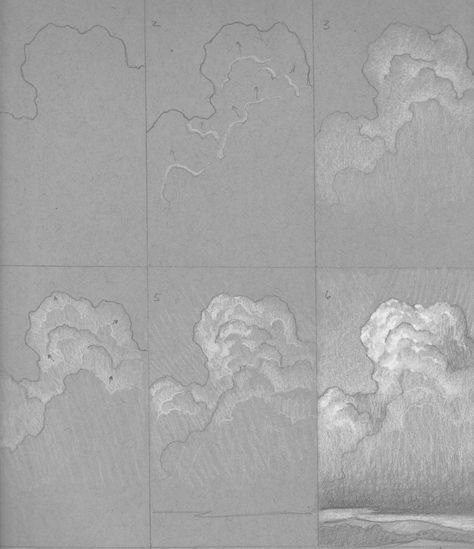 How To Draw Clouds With Pencil, Clouds Pen Drawing, Clouds With Pencil, Cloud Sketch Pencil, Cloud Charcoal Drawing, Cumulus Clouds, Sky Art Painting, Pure Imagination, Art Charcoal