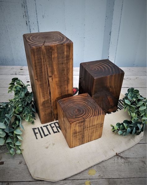 Plant Risers Ideas Diy, Rustic Risers, Charcuterie Business, Wooden Risers, Railroad Ties, Wood Riser, Display Risers, Wedding Display, Small Woodworking Projects