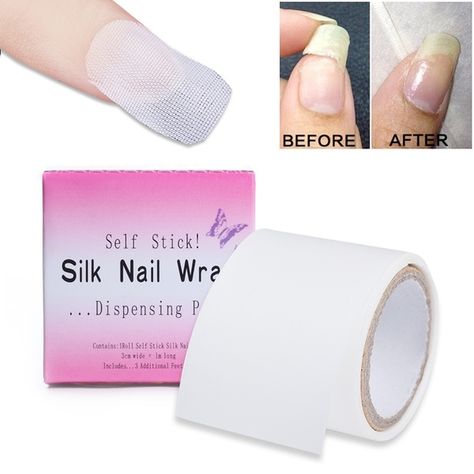 Silk Nails, Do It Yourself Nails, Nail Protector, Fiberglass Nails, Silk Wrap Nails, Nails Yellow, Nail Tape, Gel Acrylic Nails, Nail Repair