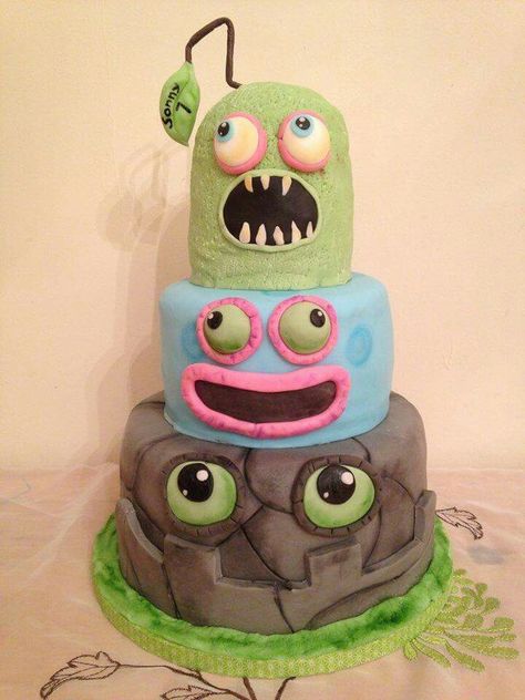 My son, turning 9 this  August, wants a my singing monsters cake. Getting ideas....so many ideas! My Singing Monsters Cake Ideas, My Singing Monsters Cupcakes, My Singing Monsters Party Ideas, Singing Monsters Cake, My Singing Monsters Cake, My Singing Monsters Birthday Party, My Singing Monsters Birthday, Singing Monsters Birthday, Monsters Cake