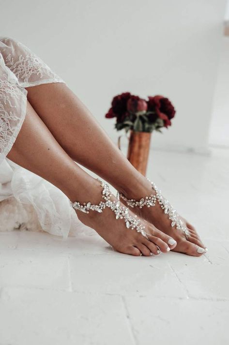 Soleless Sandals, Foot Jewelry Wedding, Bridal Foot Jewelry, Barefoot Sandals Wedding, Beach Wedding Sandals, Beach Wedding Sandals Barefoot, Beach Wedding Shoes, Crochet Barefoot Sandals, Barefoot Sandal