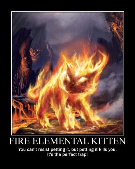 Fire Elemental Kitten by The Tygre Fire Creatures Mythical, Fire Cat Fantasy Art, Wildfire Spirit Dnd, Fantasy Fire Creatures, Wildfire Druid Aesthetic, Fire Monster Art, Wildfire Spirit, Wildfire Druid, Fire Creature