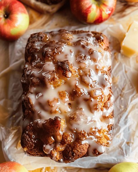 Amish Apple Fritter Bread - Recipes, Tasks & Tools Amish Apple Bread, Amish Apple Fritter, Apple Fritters Bread Recipe, Baked Apple Fritters, Harvest Bread, Apple Fritter Bread, Apple Fritter, Bisquick Recipes, Apple Bread